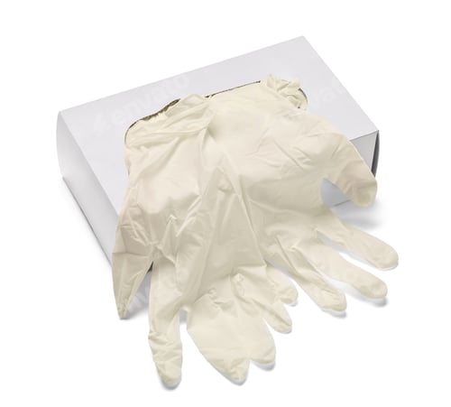 Preview: Box of New Medical Gloves on White Background