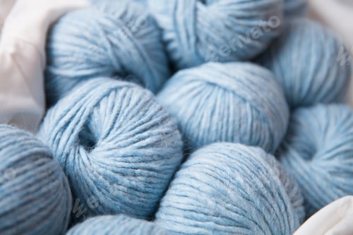 Preview: Close Up of Soft Balls of Blue Yarn
