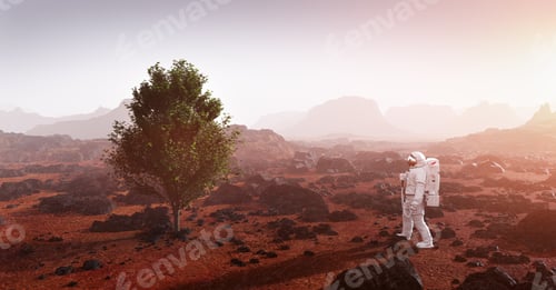 Preview: Astronaut doing space walk and explore planet such as Mars.
