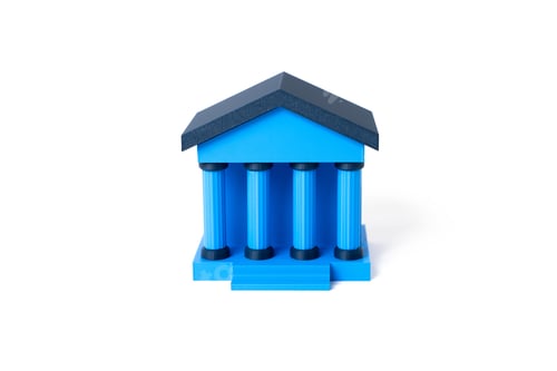 Preview: Bank building on a white background. Traditional institutions. Savings protection.
