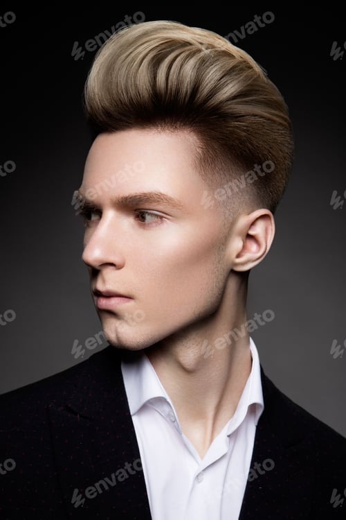 Preview: Side view portrait of thinking stylish young man