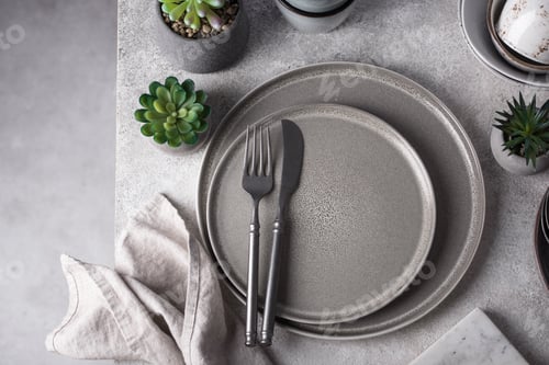 Preview: Steel modern cutlery, knife, spoon and fork