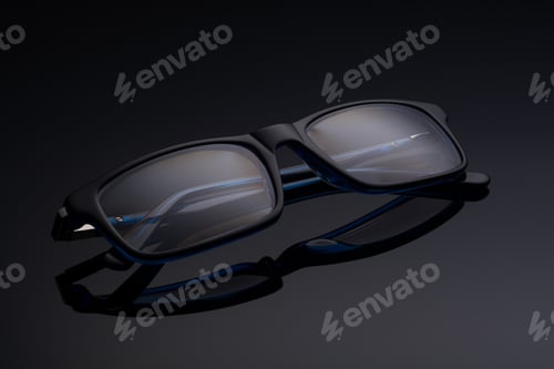 Preview: blue black spectacles on black glass
