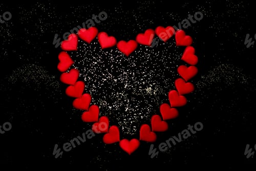 Preview: Valentine's day background. Red heart with sparkles.
