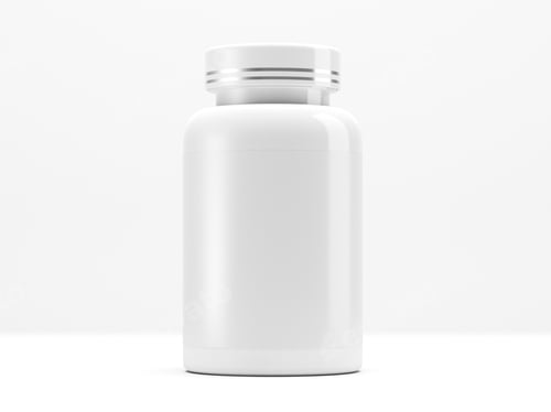 Preview: White Plastic Bottle with Silver Lid on White