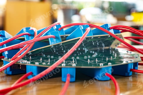 Preview: Close-up of a large green microcircuit with blue components