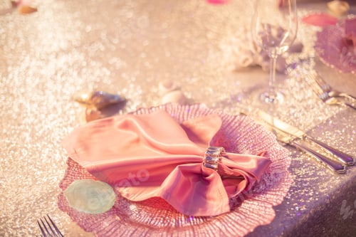 Preview: A set-up, table setting for anniversary or wedding or holiday dinner