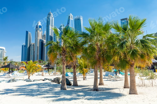 Preview: Dubai jumeirah beach with marina skyscrapers in UAE