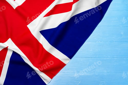 Preview: Flag of United Kingdom on wooden background