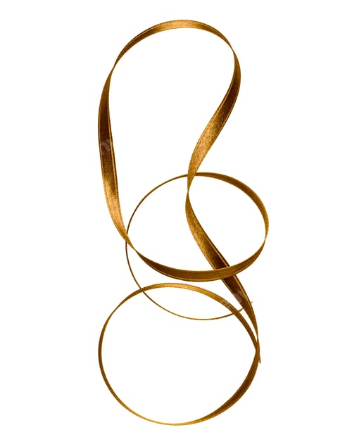 Preview: Shiny satin ribbon in brown color isolated on white background close up