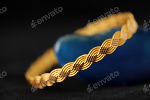 Preview: Gold bracelet on blue agate stone