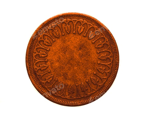 Preview: old empty copper coin on a white isolated background