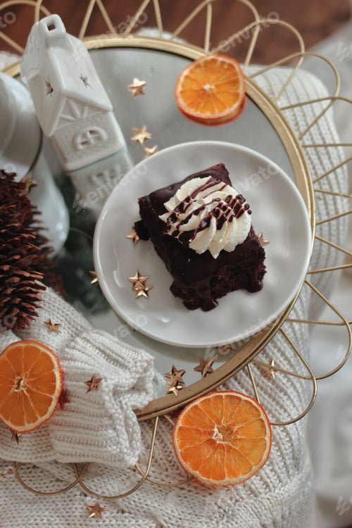 Festive Chocolate Cake with Dried Oranges