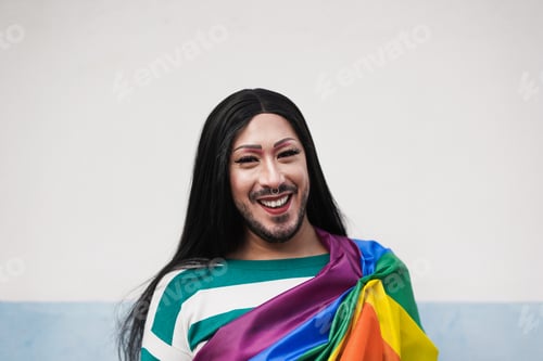 Preview: Gay man at pride parade - Drag queen or transgender - Lgbt concept