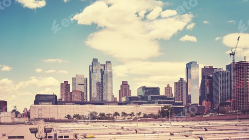 Preview: Vintage stylized panoramic picture of New York City, USA.