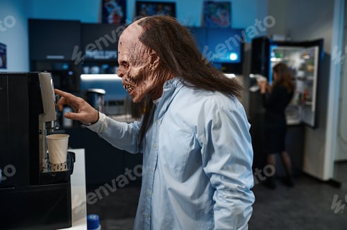 Preview: Zombie worker making coffee using vending machine