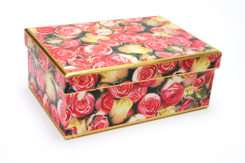Decorative Box Covered with Red and Yellow Roses