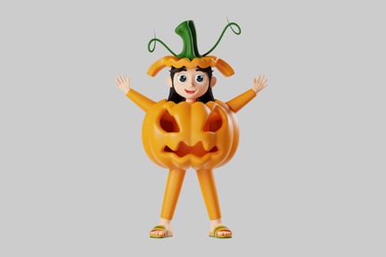 Preview: Pumpkin costume girl character