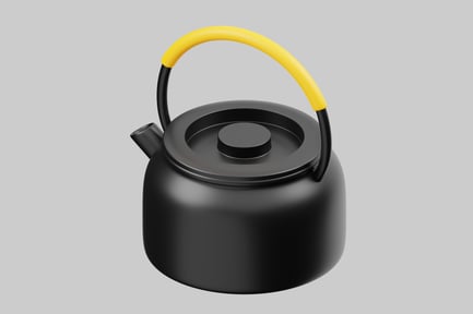 Campfire tea kettle black and yellow