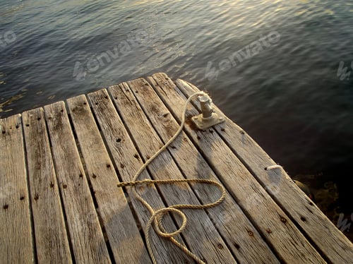 Preview: Rope on the dock of the river