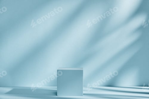 Preview: Background for product presentation with shadows and light. Empty cubic podium
