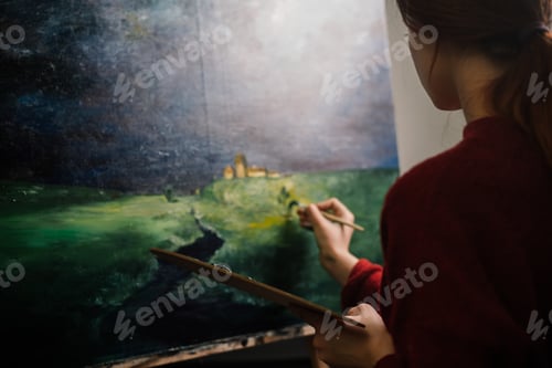 Preview: woman painting a picture art creative hobby