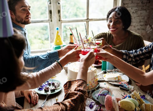 Preview: People Clinging Drinks Together on Birthday Party