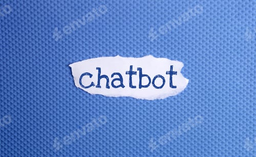 Preview: a torn paper written with inscription Chatbot on a blue background