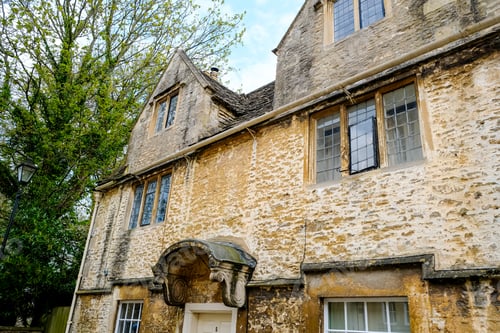 Preview: Street view of old market town Corsham with medieval stone houses.