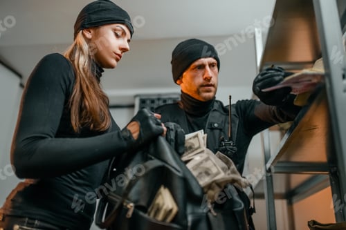 Preview: Robbers in black uniform steals money from vault