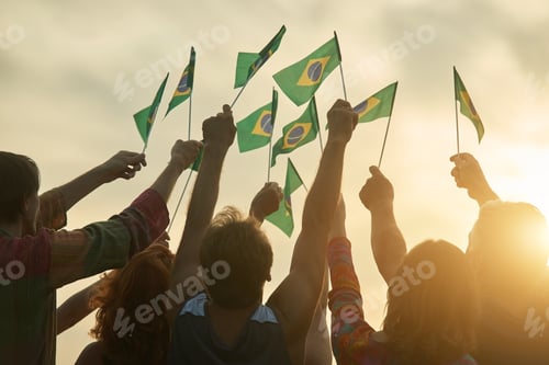 Preview: Rising up brazil flags.