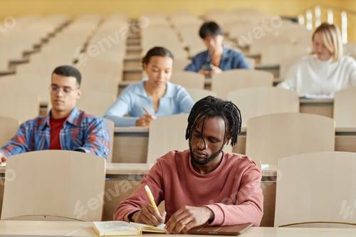 Preview: Group of multiethnic students sitting at lecture