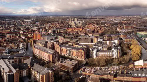 Preview: Aerial cityscape skyline of York city centre and Minster