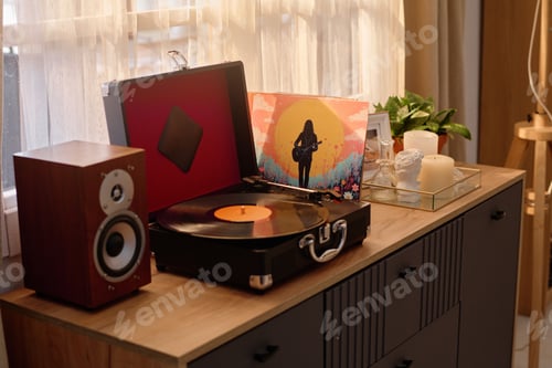 Preview: Retro Vinyl Record Player on Coffee Table