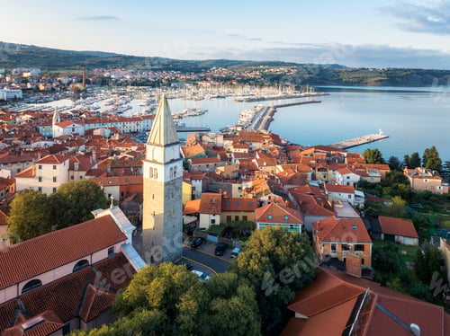 Preview: Aerial panoramic view of picturesque Izola in Slovenia