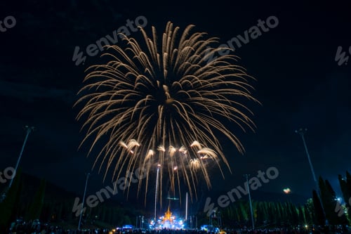 Preview: Beautiful firework night scene.