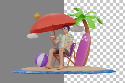 Preview: Enjoying Summer at Beach 3D Illustration