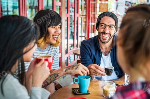 Preview: Group Of People Drinking Coffee Concept