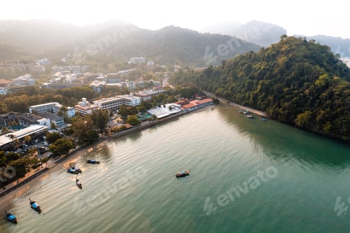 Preview: bay beach and sea in the morning in the tropics