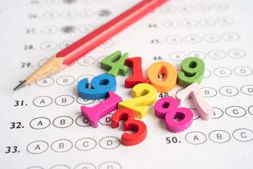 Vista previa: Math Number and pencil on Answer sheet, Education study mathematic learning teach concept.