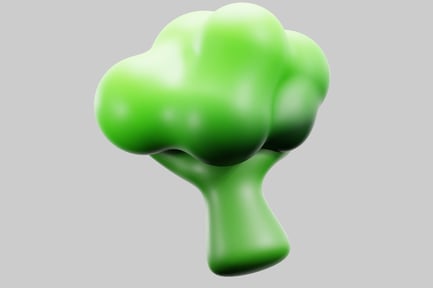 Aperçu: Forme verte abstraite avec sommet bulbeux et base étroite.