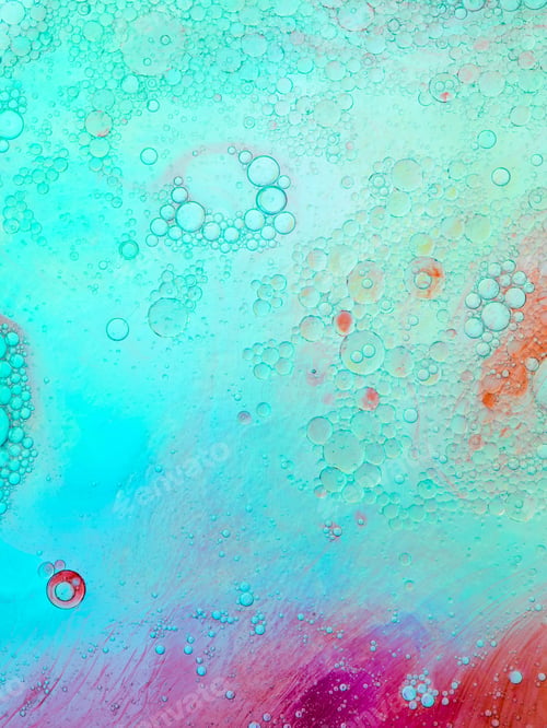 Preview: Colorful bubbles in backlit oily water