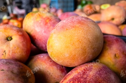 Preview: Stacks Of Mango Fruits In A Basket At Traditional Marketplace, Taiwan