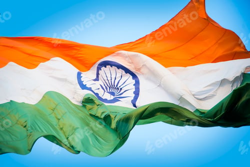 Preview: Close Up of National Indian Flag - Tricolor
