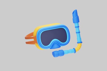 Preview: Snorkel mask with dual tubes and straps