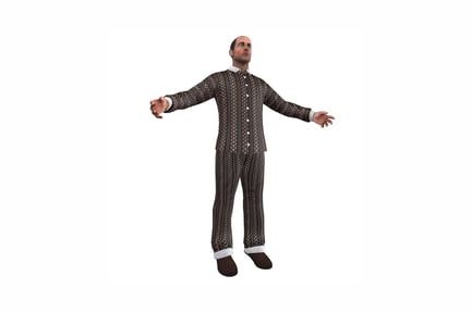 Preview: Figure man in patterned shirt and high-waisted trousers