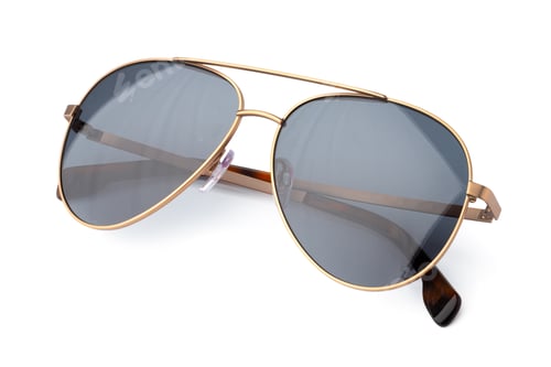 Preview: Stylish sunglasses isolated on white background, close up
