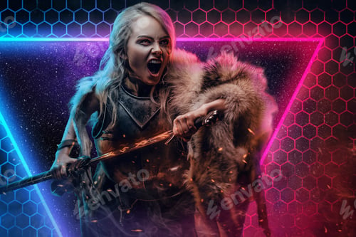 Preview: Violent female sorcerer pulling out her sword and screaming