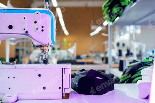 Preview: Sewing department of a textile factory interior