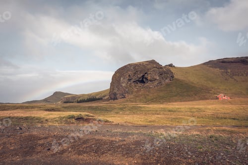 Preview: South Icelandic landscape with rainbow
